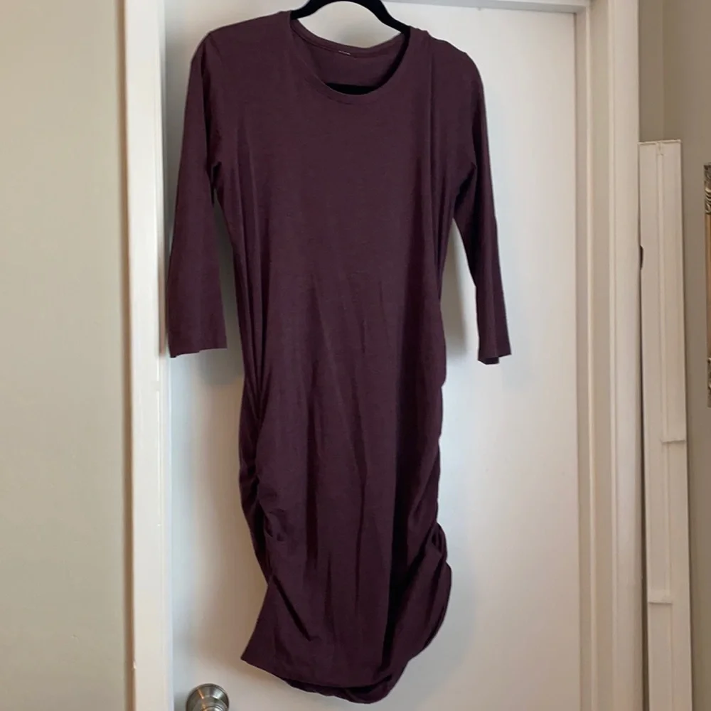 lululemon athletica Asymmetrical Ruched Dress in Deep Plum